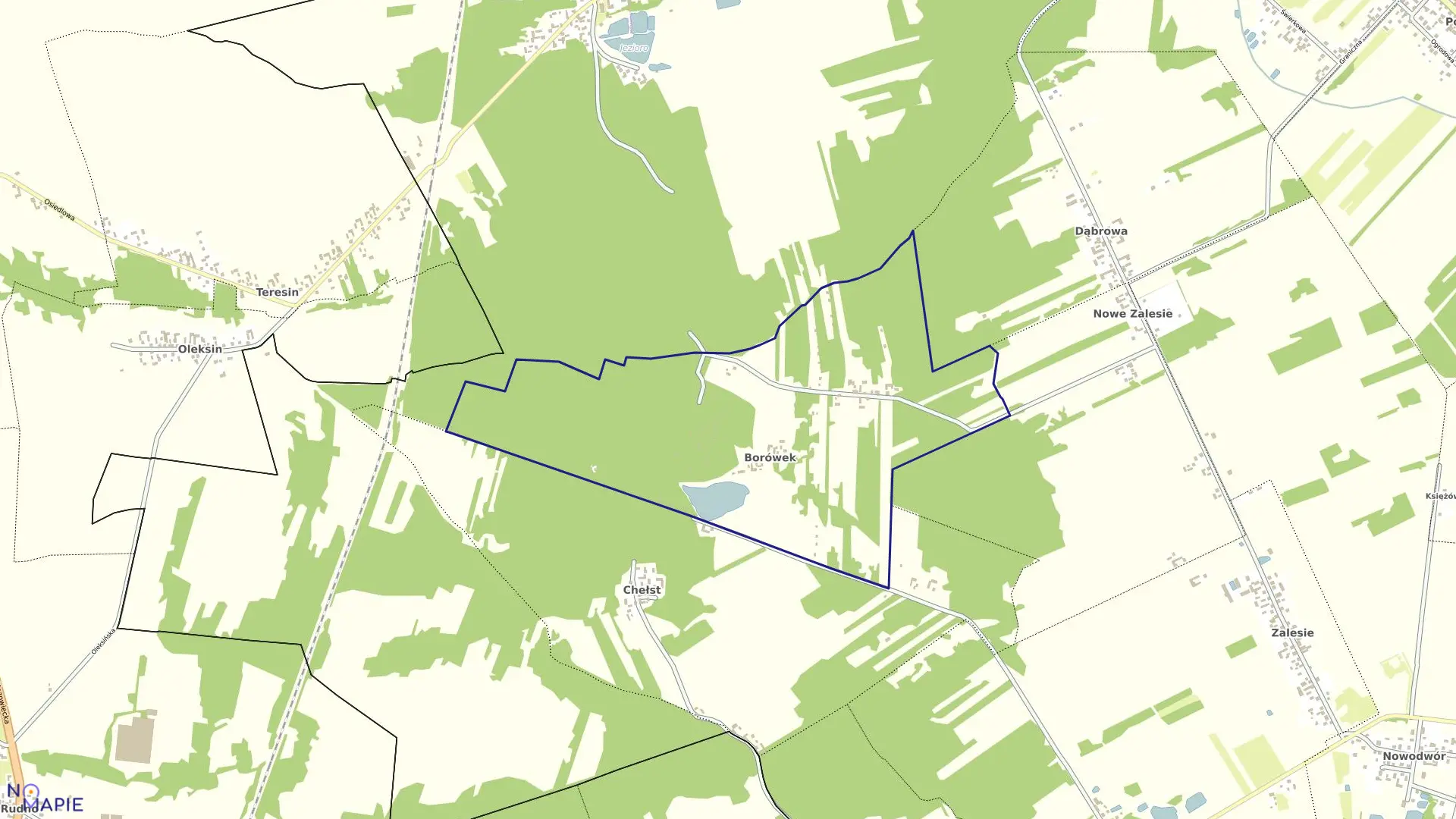 Mapa obrębu BORÓWEK gmina Siennica