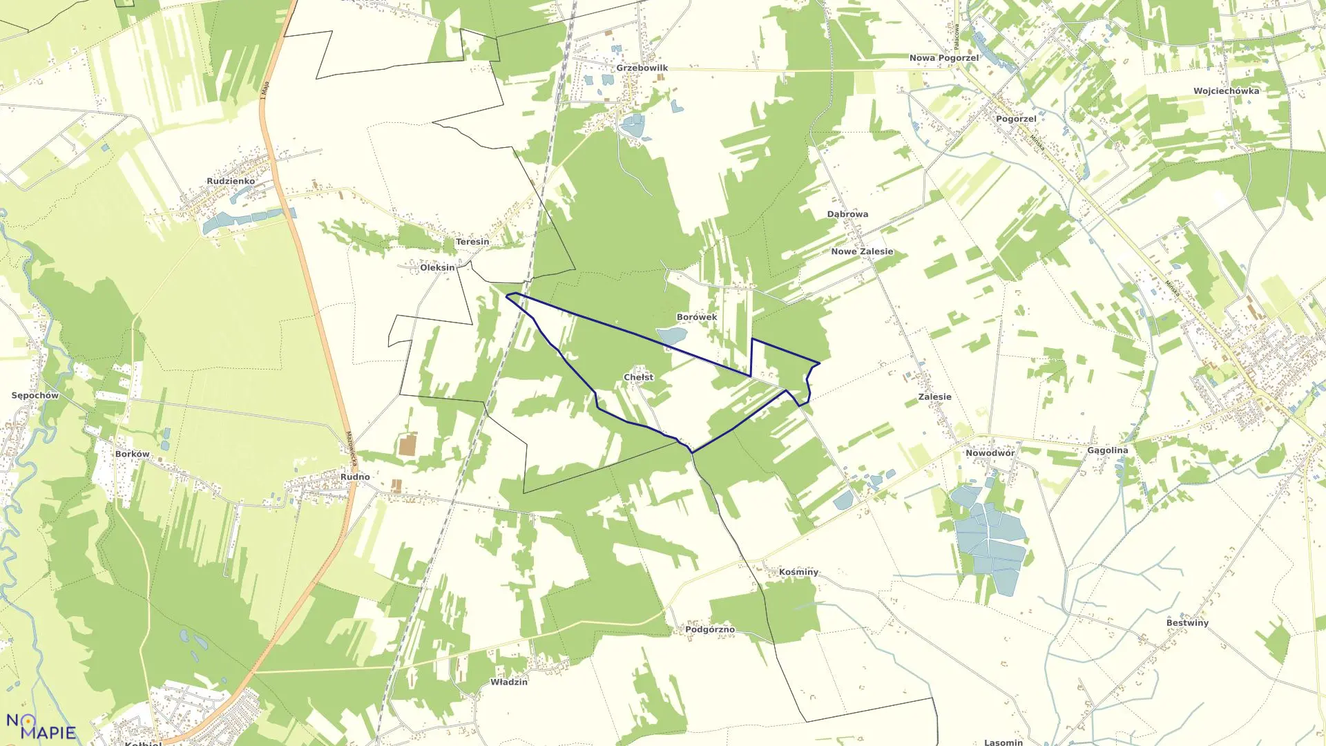 Mapa obrębu CHEŁST gmina Siennica