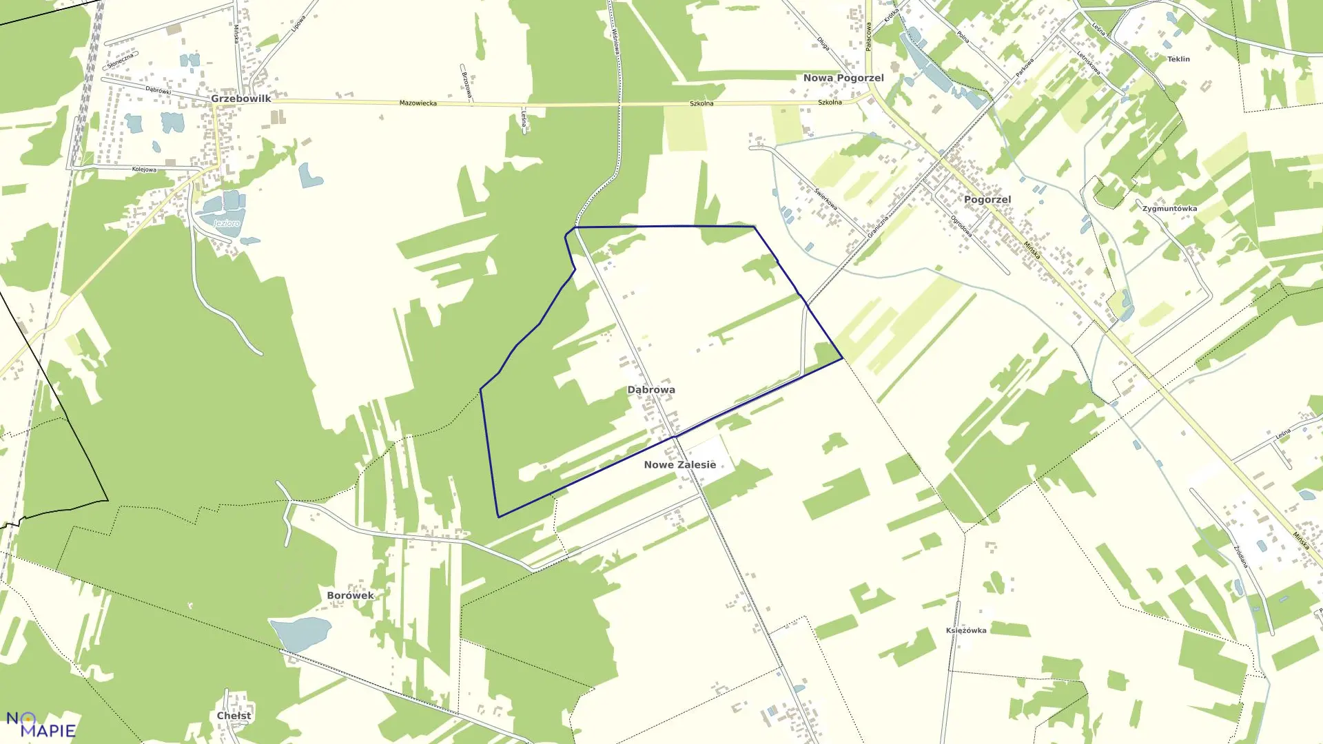 Mapa obrębu DĄBROWA gmina Siennica