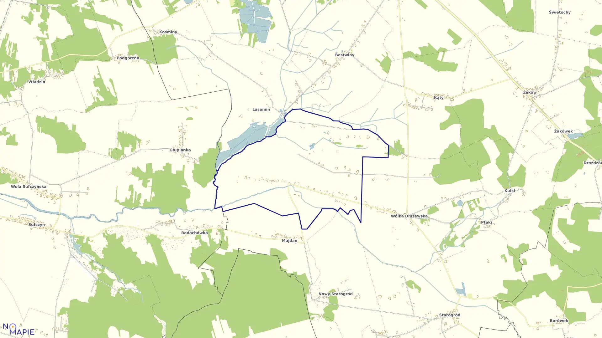 Mapa obrębu DŁUŻEW gmina Siennica