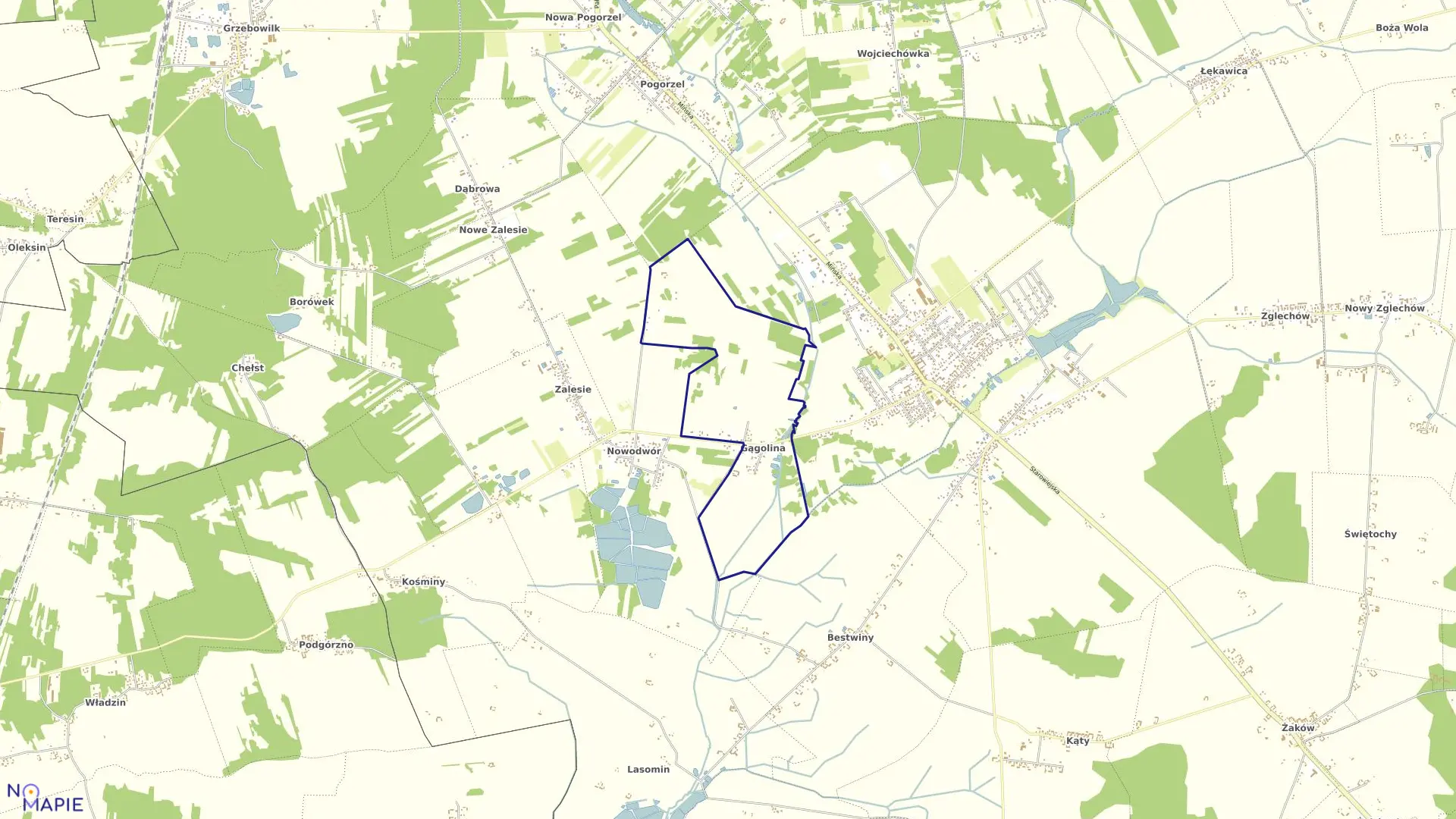 Mapa obrębu GĄGOLINA gmina Siennica