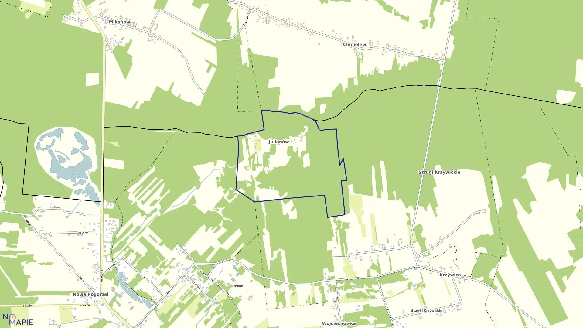 Mapa obrębu JULIANÓW gmina Siennica